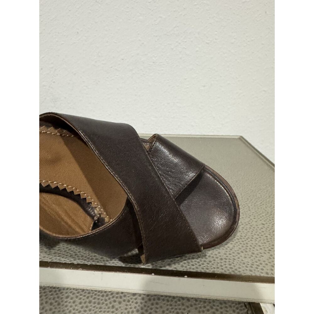 YSL RIVE GAUCHE AUTHENTIC ESPRESSO PLATFORM SANDAL HEELS VTG Y2K 38 - Picture 11 of 16